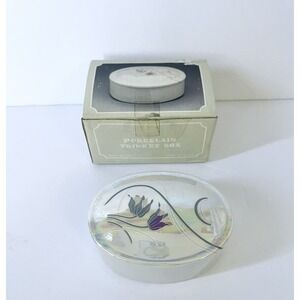 Vintage Porcelain White Floral Trinket Jewelry Box Holder